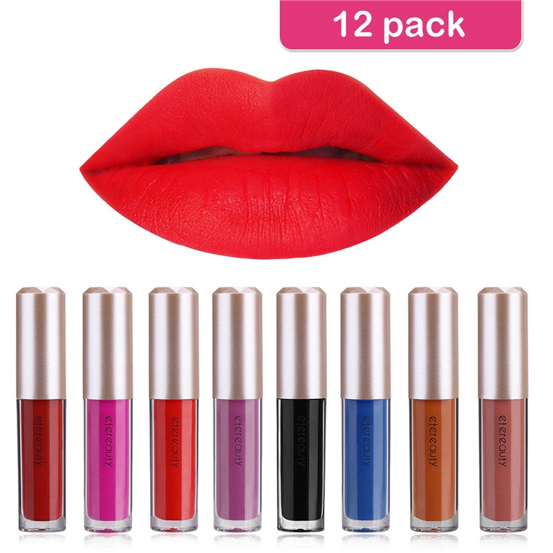 ETEREAUTY 12Pcs Matte Liquid Matte Lipstick Long Lasting Lip Gloss Lipstick Set Cosmetic Makeup Lip Gloss